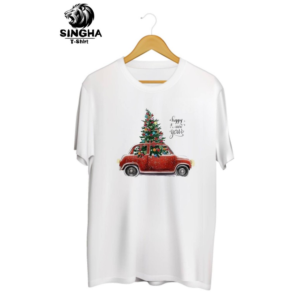 SINGHA T-Shirt New Year Collection🎊 เสื้อยืดสกรีนลาย Happy New Year รถ