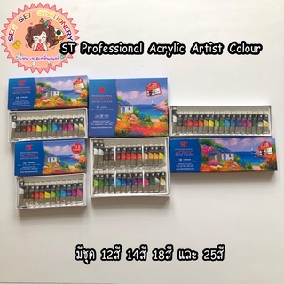 ✨ST Professional Acrylic Artist Colour สีอะคริลิคชุดสีอะคริลิค ST แบบหลอด Acrylic Colours Set สีอะคริลิค เอสที