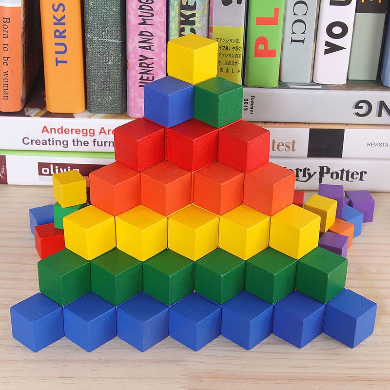Cube การสอนคณิตศาสตร์ AIDS Cube Square Building Blocks เด็กไม้ขนาดเล็ก ...