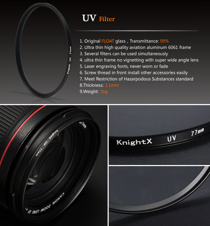 Knightx 3 In1 Cir - Pl เลนส์กล้องโพลาไรซ์ Cpl + Uv Lens + ฟิลเตอร์ 49 52 55 58 62 67 72 77 มม . #7