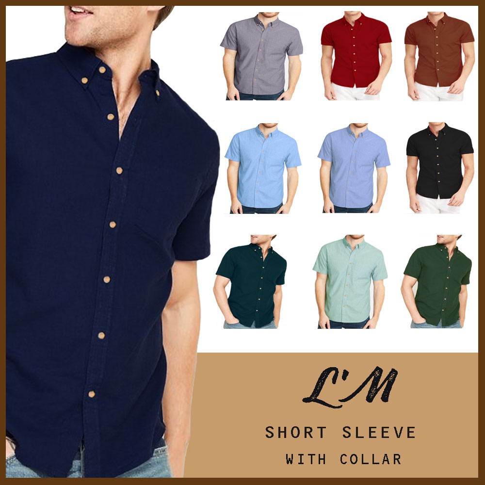 [เหลือ157฿ใส่โค้ดMAYINC30] แขนสั้น 11 สี!!! เกาหลีฝุดๆ เสื้อเชิ้ตผู้ชาย เสื้อเชิ้ตคอปก แขนสั้น L'M men's style