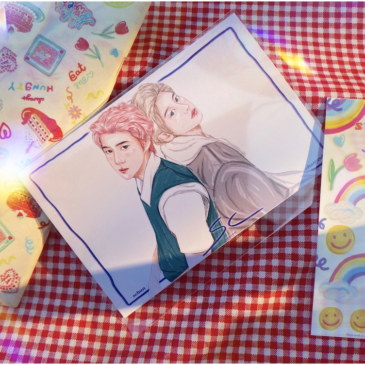 🌟EXO SC postcard fanart พร้อมส่ง โปสการ์ด แฟนอาร์ท sehun chanyeol เซฮุน ชานยอล🌟