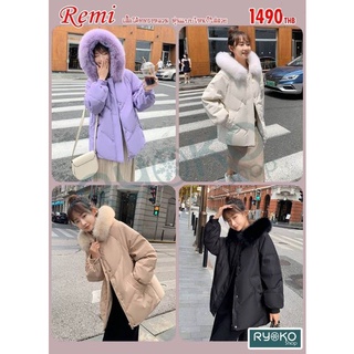 Remi เสื้อโค้ทกันหนาว มีฮู้ด  ขนเฟอร์นุ่มมากถอดได้ ใส่ติดลบได้ มีถึงอก50นิ้ว พร้อมส่ง