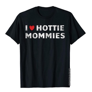 เสื้อยืดผ้าฝ้าย เสื้อยืดท็อป ผ้าฝ้าย พิมพ์ลาย I Love Hot Moms Novelty เรียบง่าย สําหรับผู้ชาย