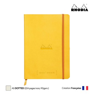 Rhodia Goalbook (A5) Dotted Soft Cover (Daffodil) - สมุดโน๊ตปกอ่อน Rhodia ขนาด A5 ลายจุด สีดอกแดฟโฟดิล