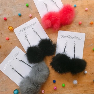 ต่างหูปอมปอม ไฮโซมากกก💗🖤 (Earings pompom)