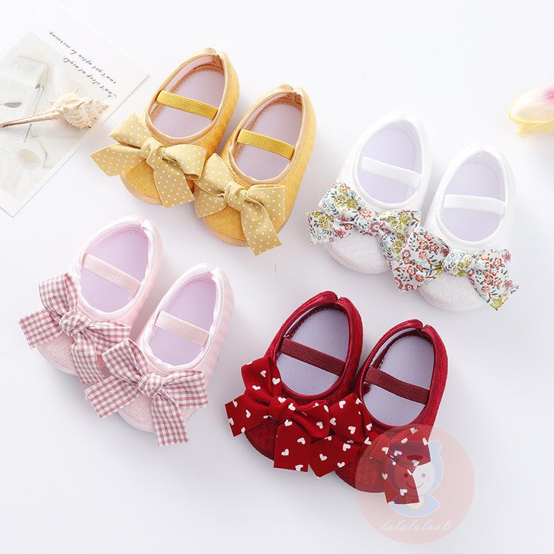 Laa6-รองเท้าส้นแบนเด็กผู้หญิง, รองเท้ากันลื่นยางยืด Bowknot Soft Sole