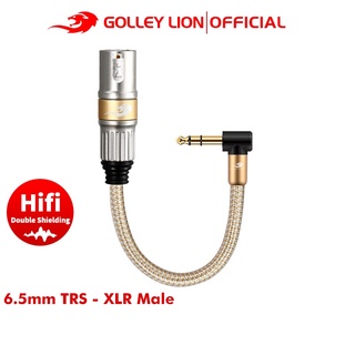 Golley LION AUX อะแดปเตอร์สายเคเบิ้ลเสียง 6.35 มม. TRS Male To XLR Male สําหรับโทรศัพท์ คอมพิวเตอร์ เครื่องดนตรี กีตาร์