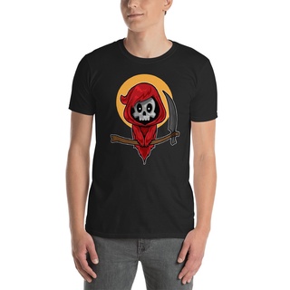 เสื้ น่ารักการ์ตูน Red Grim Reaper - Art Ghost Monster Halloween Skull เสื้อยืด GildanS-5XL