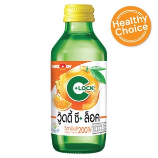 🔥สินค้าขายดี!! วู้ดดี้ ซี+ ล็อค เครื่องดื่มวิตามินซี กลิ่นส้ม 140มล. Woody C+ Lock Orange Flavoured Vitamin C Beverage 1