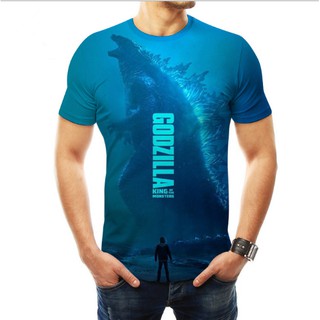 เสื้อยืดพิมพ์ลาย Godzilla เสื้อยืดแฟชั่นผู้ชาย