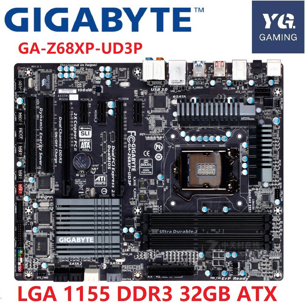 GIGABYTE GA-Z68XP-UD3P Desktop Motherboard Z68 Socket LGA 1155  DDR3 32G ATX Original Used Mainboard