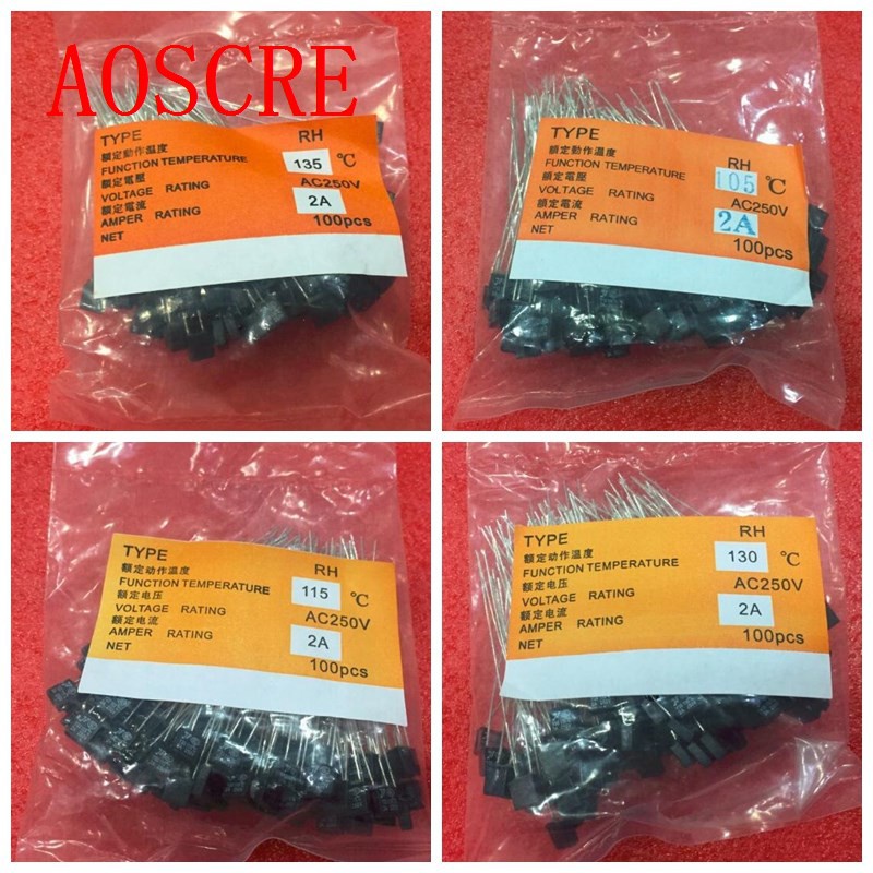 100 ชิ้น/ล็อต RH 92 95 102 105 115 120 125 130 135 140 145 150 องศา RH cutoff อุณหภูมิฟิวส์ 2A 250V 