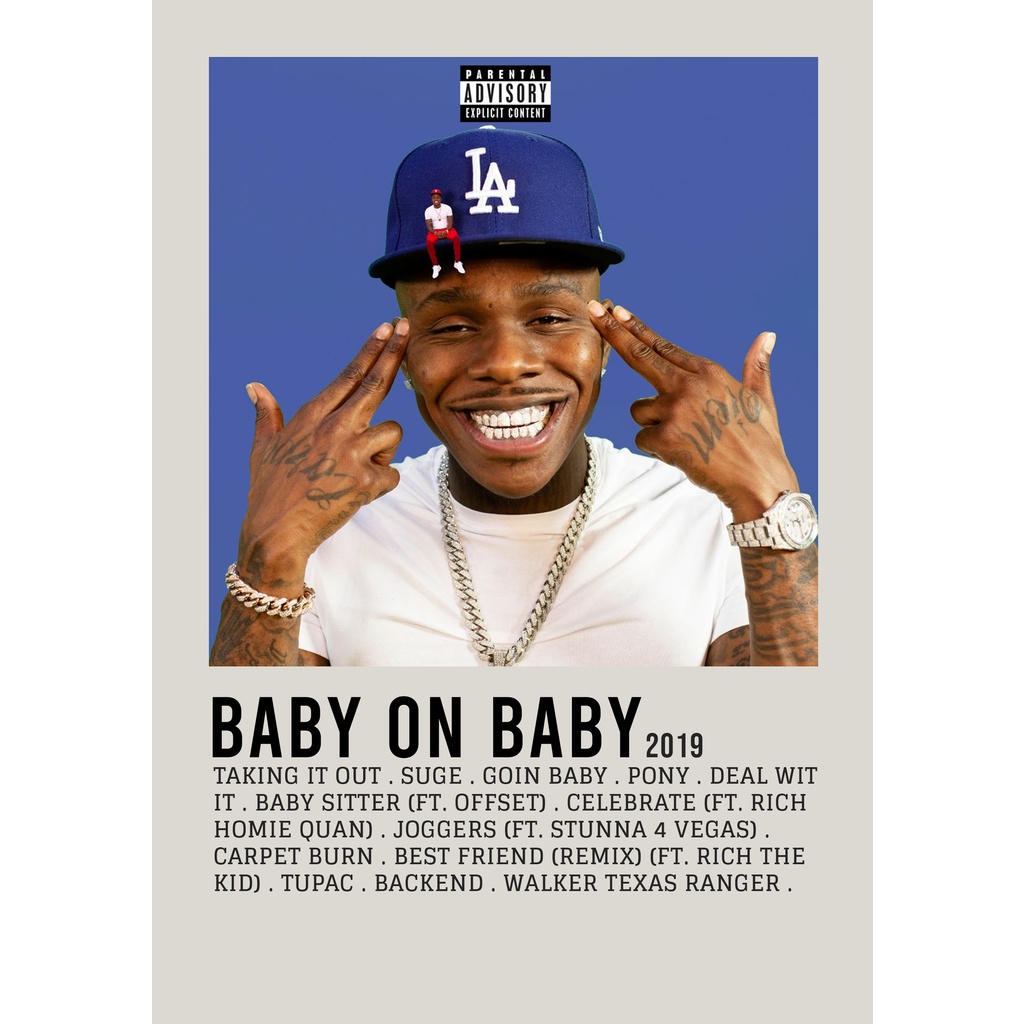 โปสเตอร์ปกอัลบั้ม Baby on Baby by DaBaby สําหรับห้อง/บาร์เบอร์ยิม