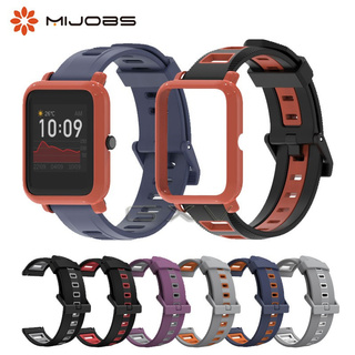 MIJOBS สายนาฬิกาข้อมือซิลิโคนสําหรับ Huami Amazfit Bip S 20 มม. 22 มม. สําหรับ Amazfit Bip Youth Gts2 Gtr2 Haylou Ls02