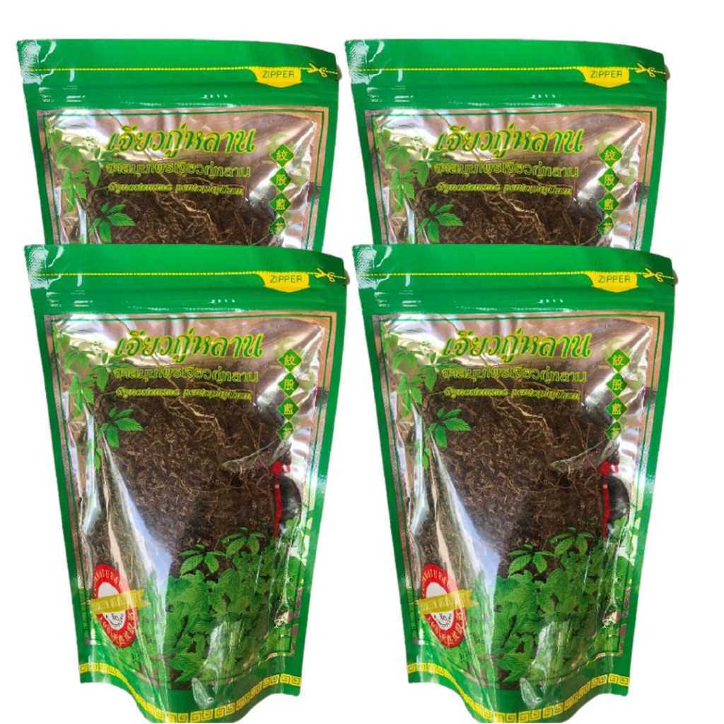 ชาเจียวกู่หลาน Jiaogulan เกรดพรีเมี่ยม ใบใหญ่สวย 🌱ชาเจียว​กู่หลาน แท้100% 100กรัม🌱🌱🌱 (4 ถุง)