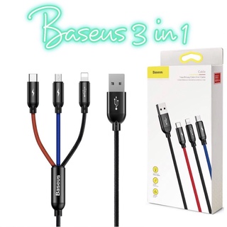 Baseus 3 in 1 สายชาร์จ 3.5A สายชาร์จมือถือ (ของแท้ 100%) สาย Micro USB / Type C / Apple