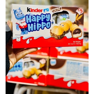 Kinder Happy Hippo ขนมช๊อคโกแลตสอดไส้ รูปฮิปโป้ สุดแสนอร่อย (ขนาด 1 กล่อง มี 5 ชิ้น)