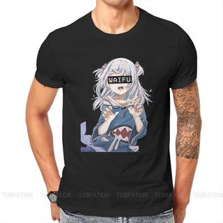 เสื้อยืดวินเทจGawr Gura Waifu Hololive VTuber เสื้อยืด ผ้าฝ้ายแท้ โอเวอร์ไซซ์ สไตล์พังก์ สตรีท สําหรับผู้ชายS-5XL