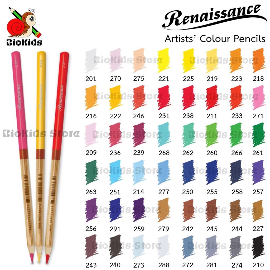[part 2/3 row 3-4] Renaissance Artists' Colour Pencils I ดินสอสีไม้เกรดอาร์ตติส 48 สี