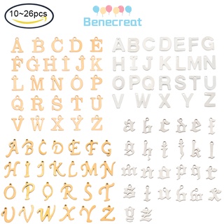 Benecreat 1 ชุด 304 ตัวอักษรสแตนเลสโกลเด้น A~Z 11x6~12x0.8 มม. หลุม: 1มม.26ชิ้น/ชุด