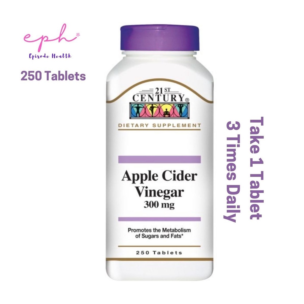 21st Century Apple Cider Vinegar 300 mg 250 Tablets แอปเปิ้ลไซเดอร์วีนีการ์ 250 เม็ด