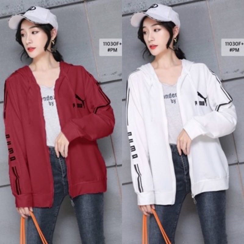 TW11032 เสื้อคลุม แขนยาวงานแบรนด์NK มีหมวกฮู้ด ผ้าคอตตอนวอร์มแขนแถบสไตล์แบรนด์ดัง มีกระเป๋าหน้า ใส่ส