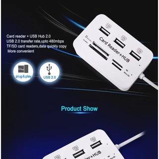 Micro USB Hub Combo 2.0 3 Ports Card Reader High Speed Multi USB Splitter Hub USB Combo All In One for PC Computer