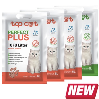 ทรายเต้าหู้ Topcat PerfectPlus 6ลิตร กลิ่น HoneyPeach 3ถุง Greentea 1ถุง