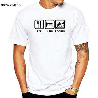 เสื้อยืดคอกลม แขนสั้น พิมพ์ลาย Eat Sleep Roofer สไตล์คลาสสิก ไม่ซ้ําใคร สําหรับผู้ชาย 330606