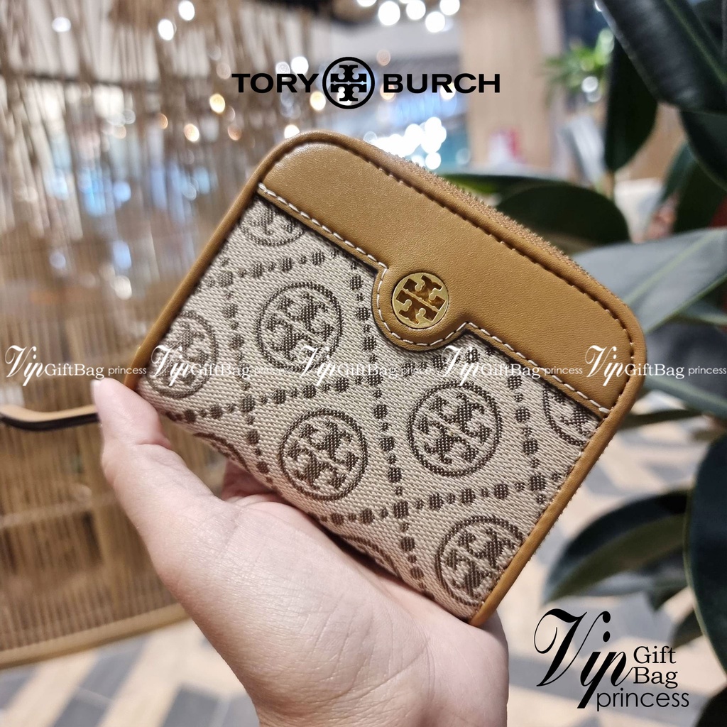 TORY BURCH T MONOGRAM ZIP COIN CASE จัดไปเลยจ้า กับกระเป๋าสตางค์รับทรัพย์ ใบสั้น สวยหรู ขนาดเหมาะมือ