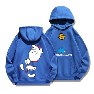 เสื้อแจ็กเก็ตกันหนาว ผ้าฟลีซ แบบบาง มีฮู้ด ลายการ์ตูนโดราเอม…