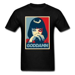 เสื้อยืดผ้าฝ้าย 100% พิมพ์ลาย Pulp Fiction Wallace Goddamn สไตล์ฮิปฮอป แนวสตรีท สีแดง สําหรับผู้ชาย