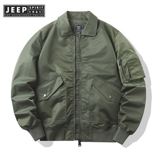 JEEP SPIRIT 1941 ESTD เสื้อแจ็กเก็ตบอมเบอร์ลําลอง เข้ารูป สไตล์เกาหลี สําหรับผู้ชาย