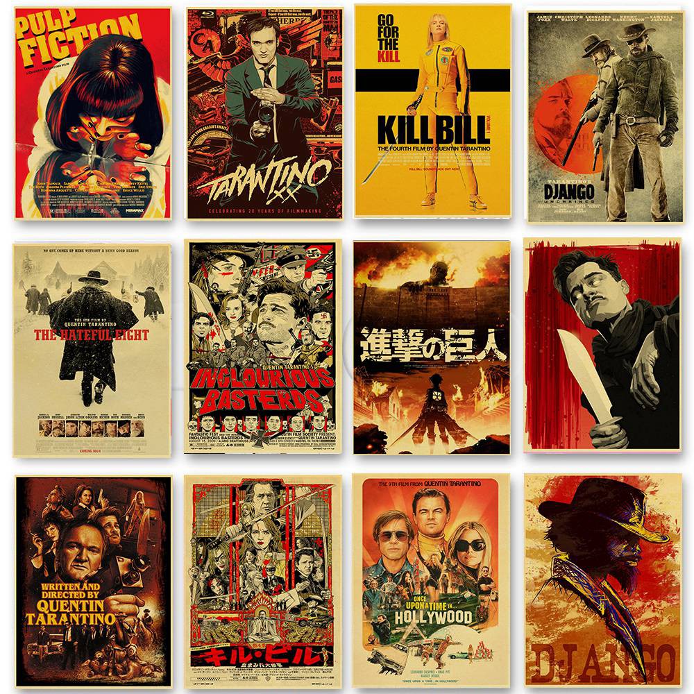 โปสเตอร์กระดาษคราฟท์ รูปภาพยนตร์ Quentin Tarantino Kill Bill Django Unchained Reservoir Dog Film สำห