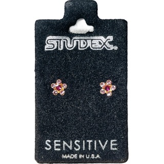 🌸STUDEX earring for sensitive stainless316L daisy light roes fuchsiaดอกไม้สีชมพูสีเงินทองสำหรับผิวแพ้ง่ายมากๆUSAแท้💯%