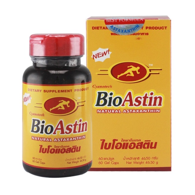 BioAstin ไบโอแอสติน ผลิตภัณฑ์อาหารเสริมสกัดจากสาหร่ายแดง 60 เม็ด