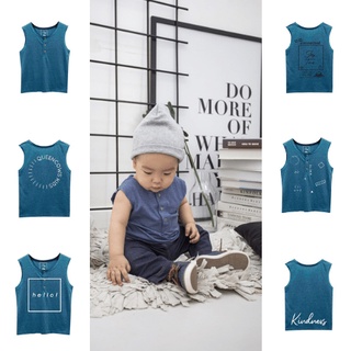 QueenCows Kids เสื้อกล้าม Noah Vest (Navy) เสื้อกล้ามคอกลม สีน้ำเงิน
