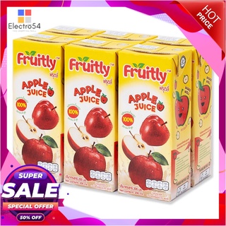 ฟรุตลี่ น้ำแอปเปิ้ล 100% 200 มล. x 6 กล่องน้ำผักและน้ำผลไม้Fruitly Apple Juice 100% 200 ml x 6 pcs