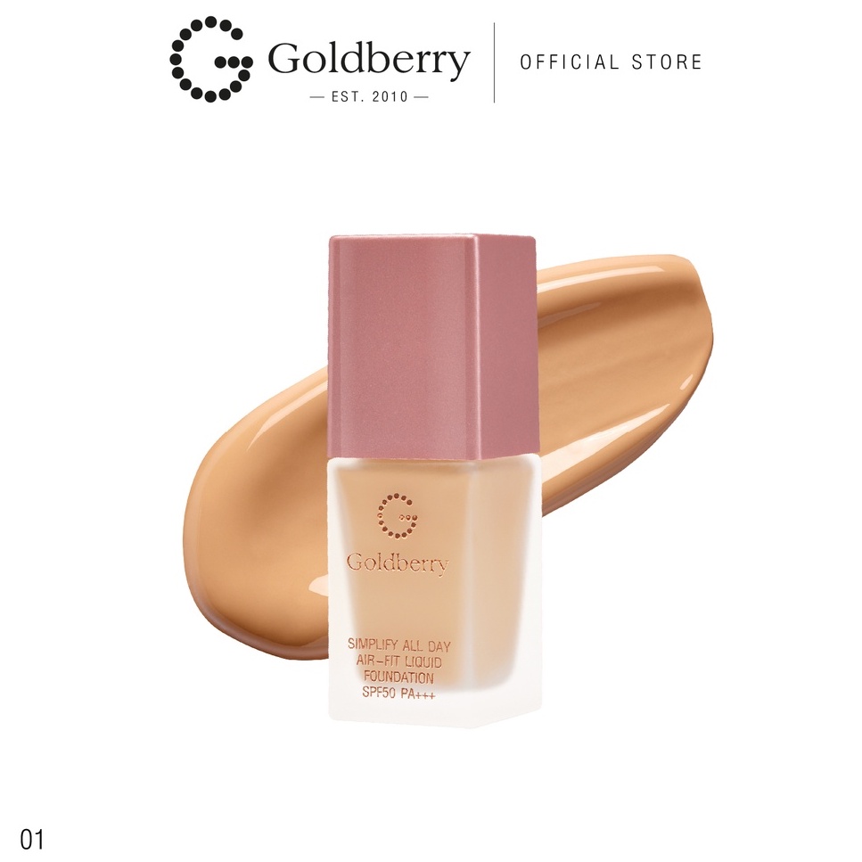 GOLDBERRY SIMPLIFY All Day Air-Fit Liquid FOUNDATION SPF50 PA+++ รองพื้นเนื้อโกล์ว ปกปิดริ้วรอย