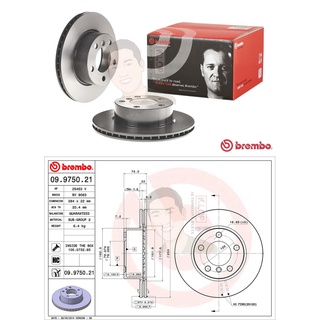 09 9750 21 จานเบรค ล้อ F (ยี่ห้อ BREMBO) รุ่น HC UV BMW ซีรี่ส์ 1 F20 F21 F22 116i 118i ปี2012-2016