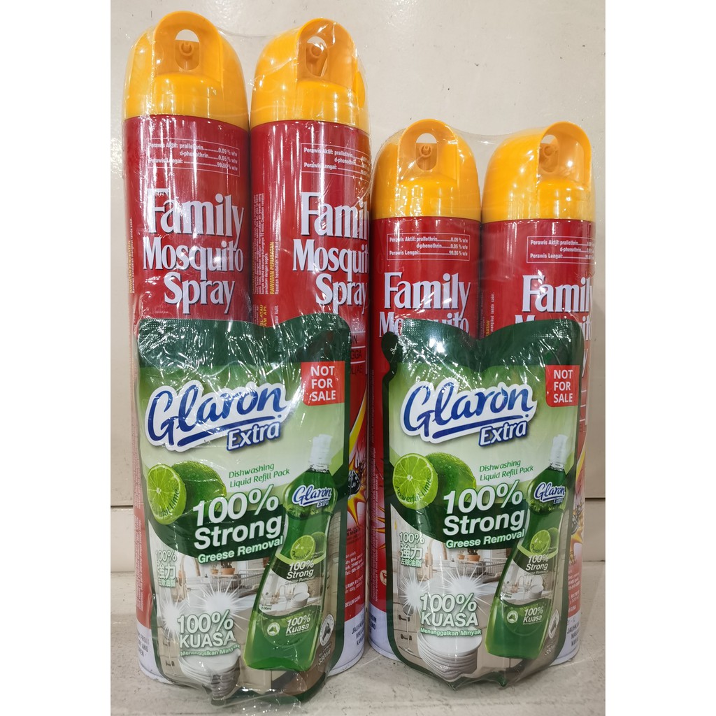 : FAMILY MOSQUITO SPRAY TWIN PACK 800ML / 530ML FREE DISH WASHING LIQUID