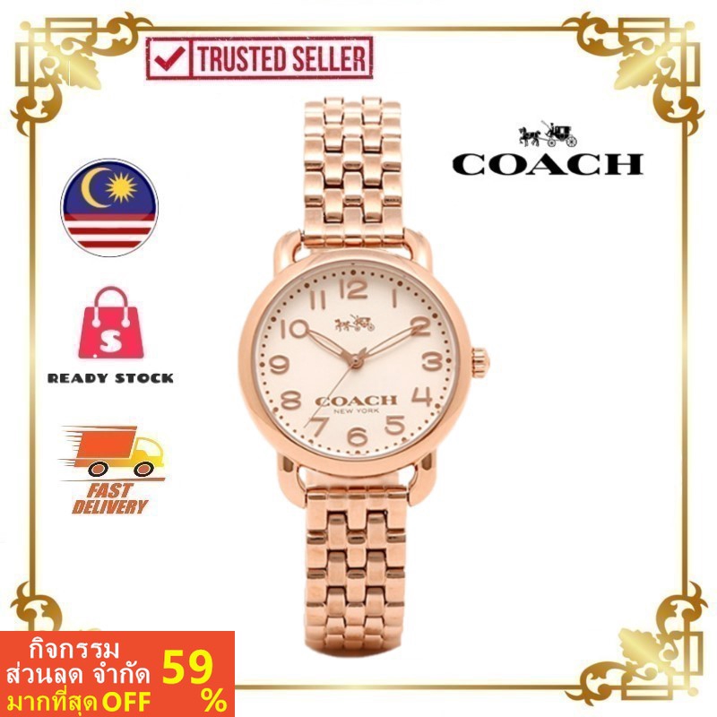 [ของแท้] Coach Delancey Cream หมุน นาฬิกาผู้หญิง กุหลาบทอง - 14502242