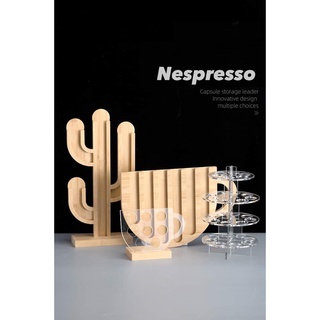 พร้อมส่ง ชั้นวางกาแฟแคปซูล Nespresso  ชั้นวางกาแฟแคปซูล Nespresso ไม้ หมุนได้ 360 องศา