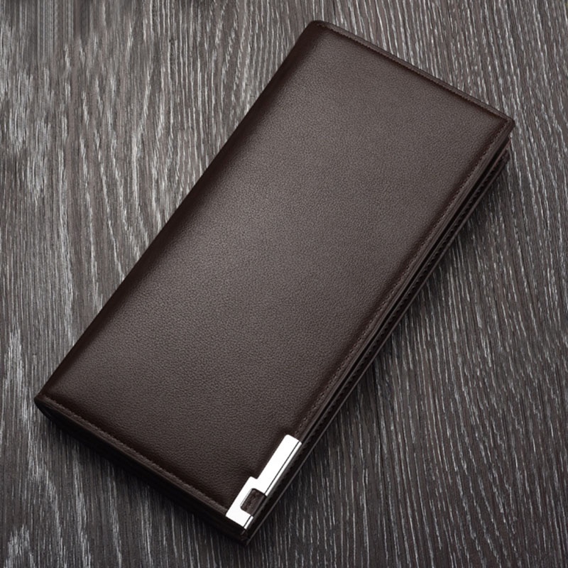 Light Slim Men Wallet Fashion Iron Edge Bifold Long Wallet for Men Highend PU Leather Wallet