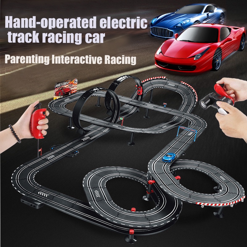 รถไฟไฟฟ้าElectric Double Track Slot Car Train Set Autorama Circuit