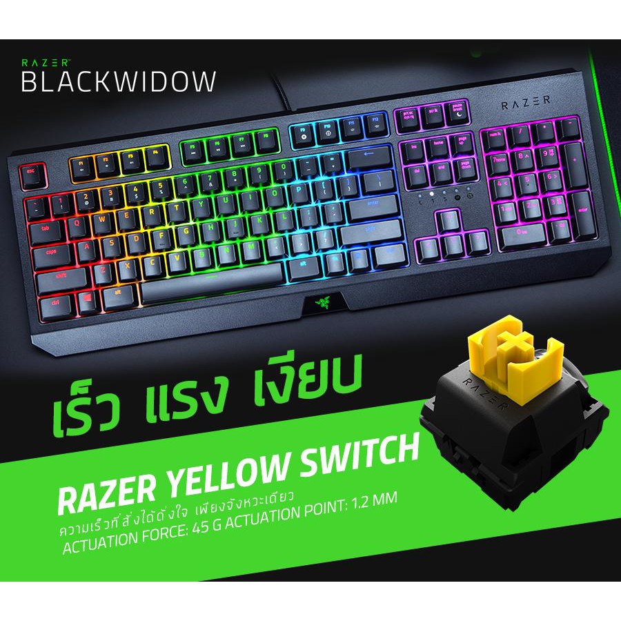 Razer Blackwidow 2020- Razer Yellow Mechanical Switch (คีย์ไทย