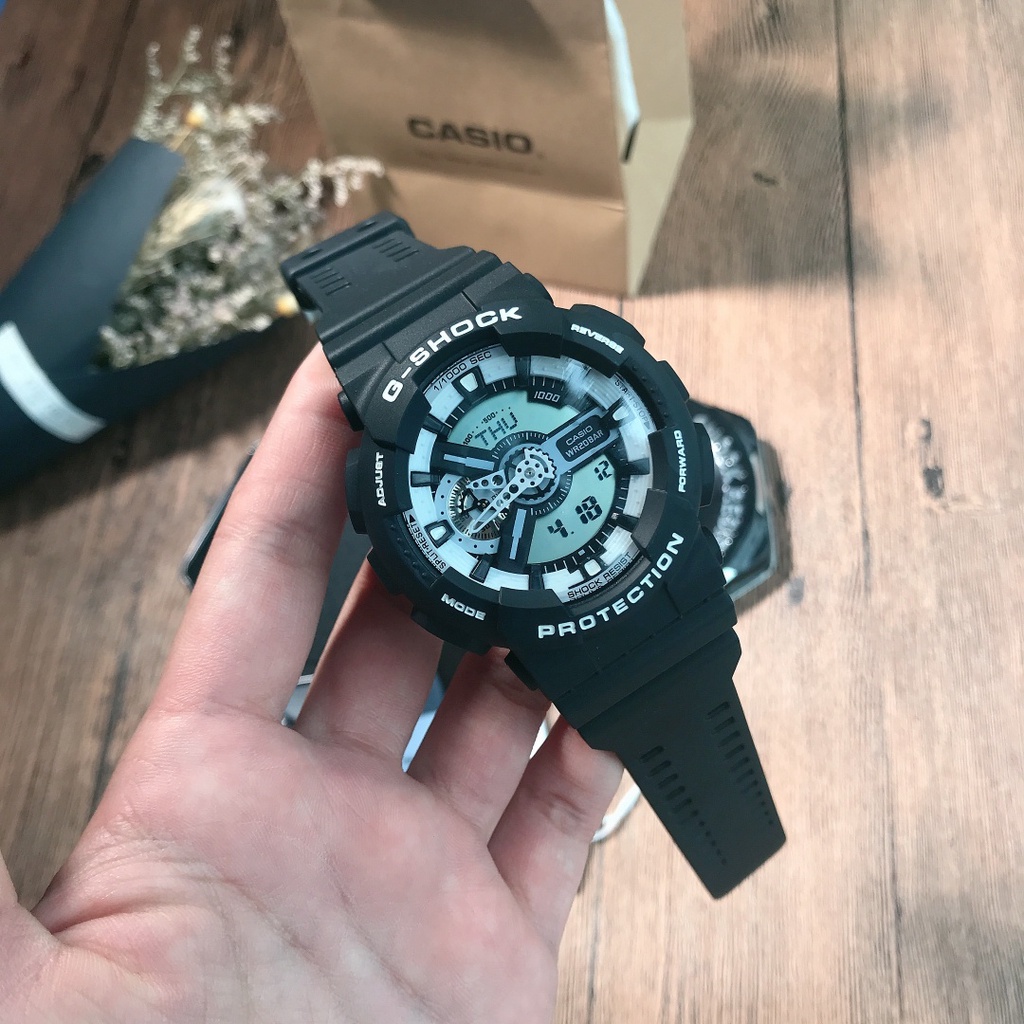 JAPAN GA-110 สีดํา GA110 สายนาฬิกาแฟชั่นเรซิ่น unisex V578