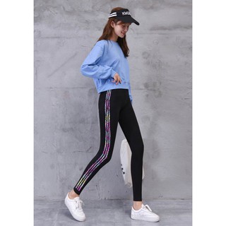 MingDeng Leggings 8921-20  กางเกงเลกกิ้ง INS กางเกงโยคะกีฬาฟิตเนสเกาหลีผ้าฝ้ายแท้ยืดสูงคนอ้วนใส่สบายกางเกงทรงสลิม