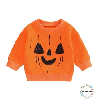 Babyclothes เสื้อกันหนาวคอกลม แขนยาว พิมพ์ลายฟักทอง สีส้ม สําหรับเด็กวัยหัดเดิน ฮาโลวีน